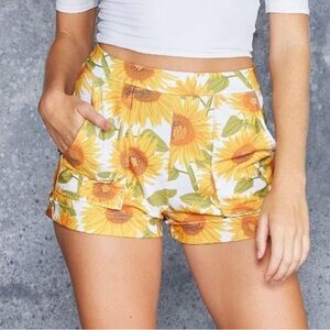 Blackmilk Sunny Days Sunflower Cuffed Shorts